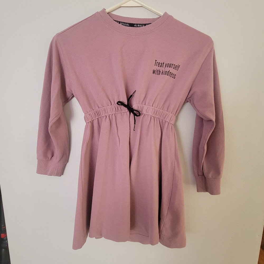 Kids Mauve Dress with Kindness Print
